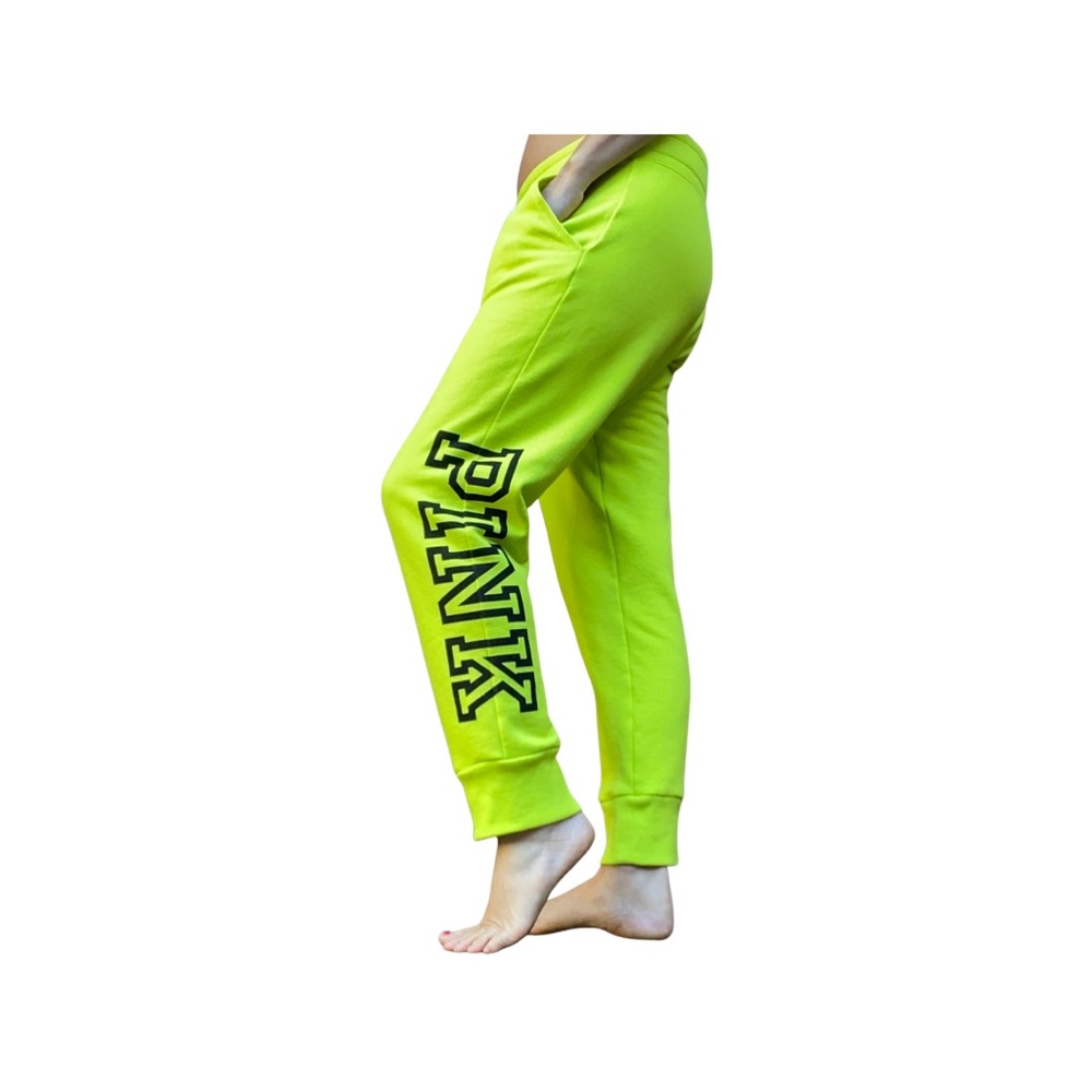 PINK by Victorias Secret Sweatpants / Joggers /fluorescent green / Large